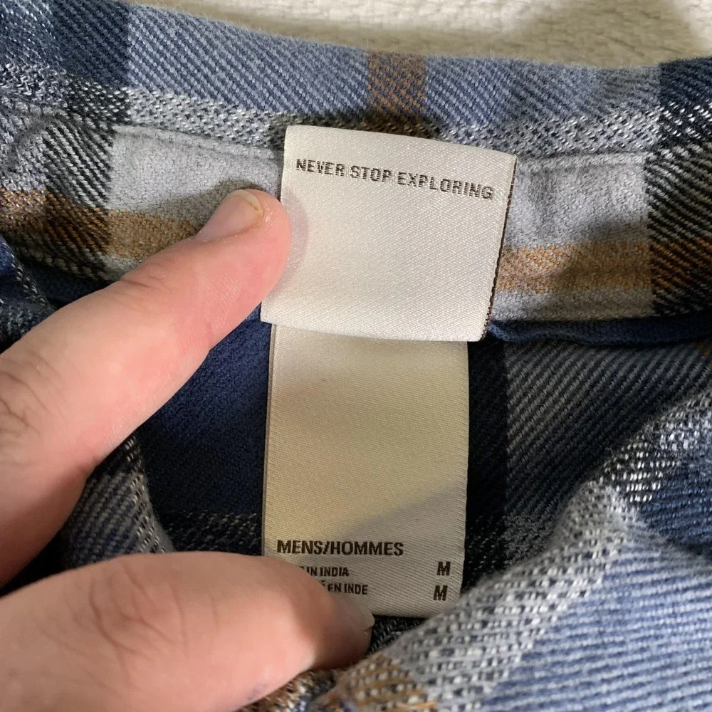 The North Face Shirt Mens Medium Blue Plaid Flannel Long Sleeve Button Up Casual